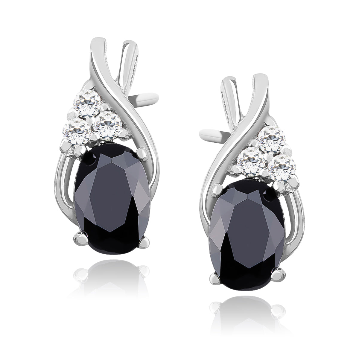 Silver Delicate Earrings With Black Zirconia Z1080ER_B