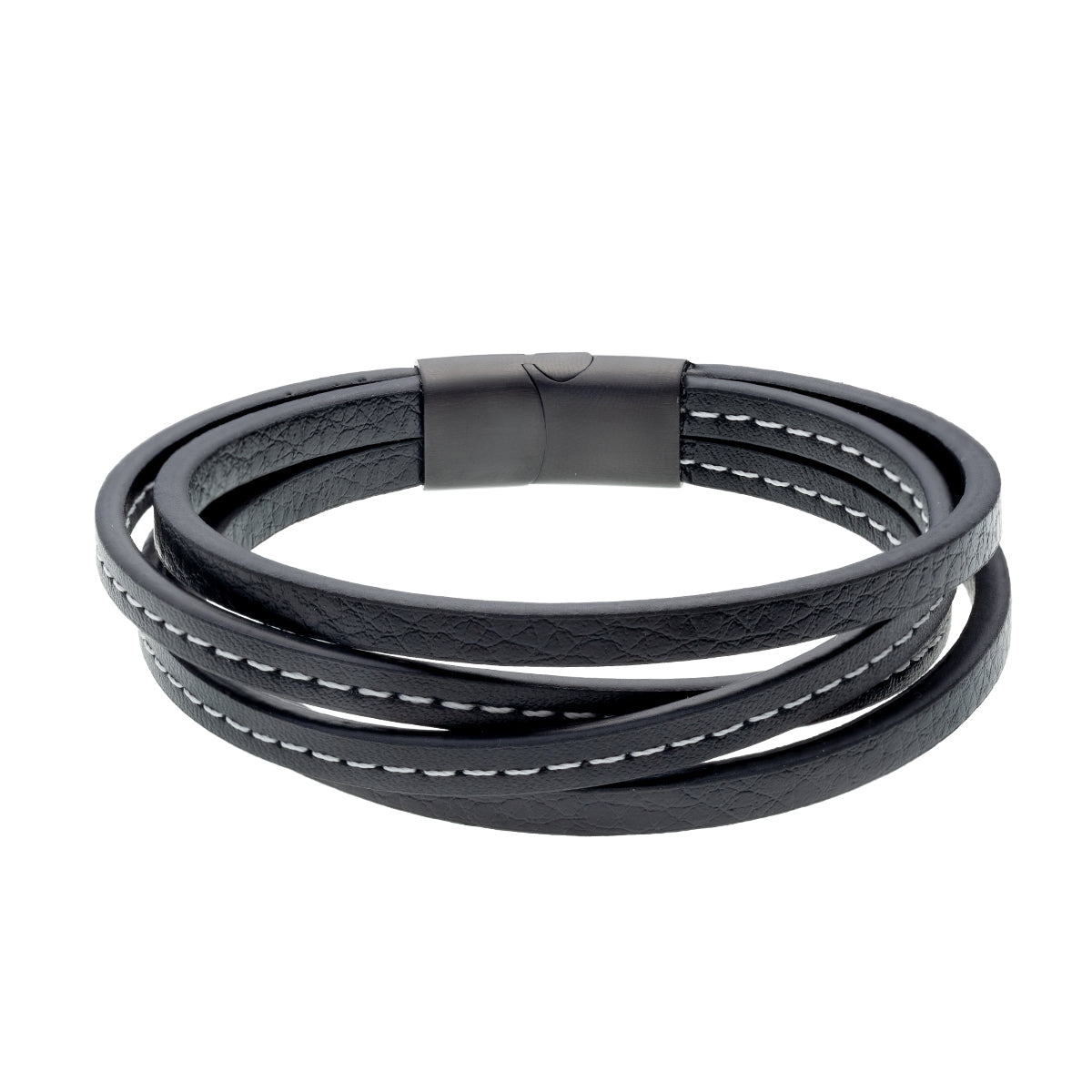 Stainless Steel Bracelet With Leather Straps Z2100B