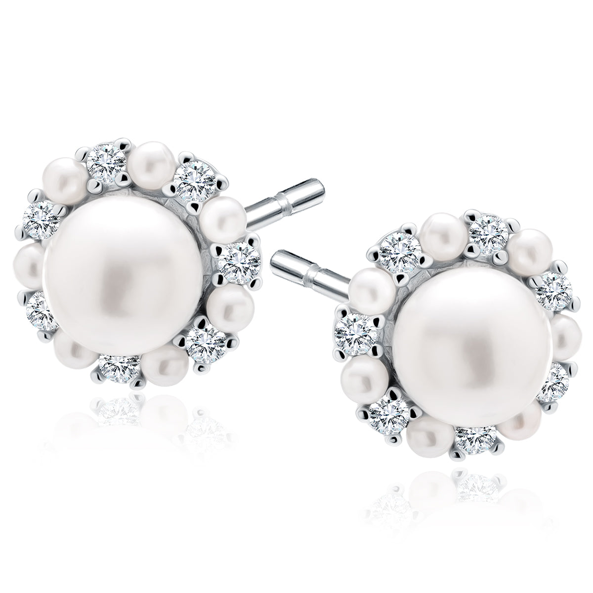 Silver Earrings With Pearls And White Zirconias Z2109ER_W