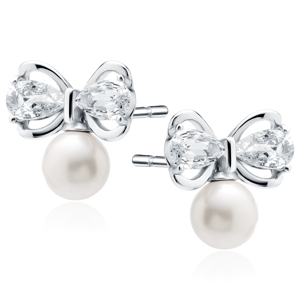 Silver Earrings With Pearls And White Zirconias Z2124ER_W