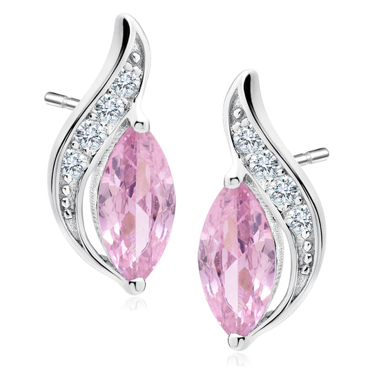 Silver Elegant Earrings With Light Pink Marquise Zirconia Z1081ER_LP