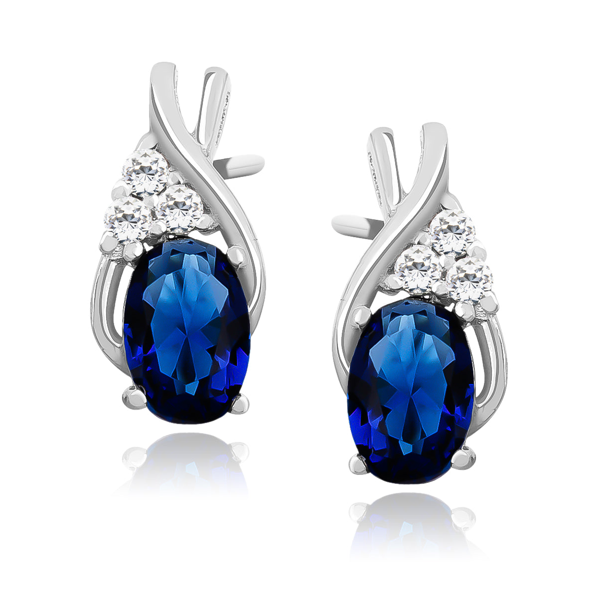 Silver Delicate Earrings With Sapphire Zirconia Z1080ER_BL