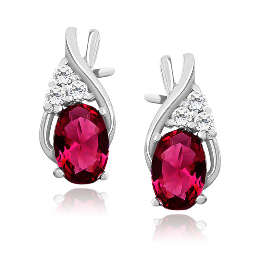Silver Delicate Earrings With Ruby Zirconia Z1080ER_RU