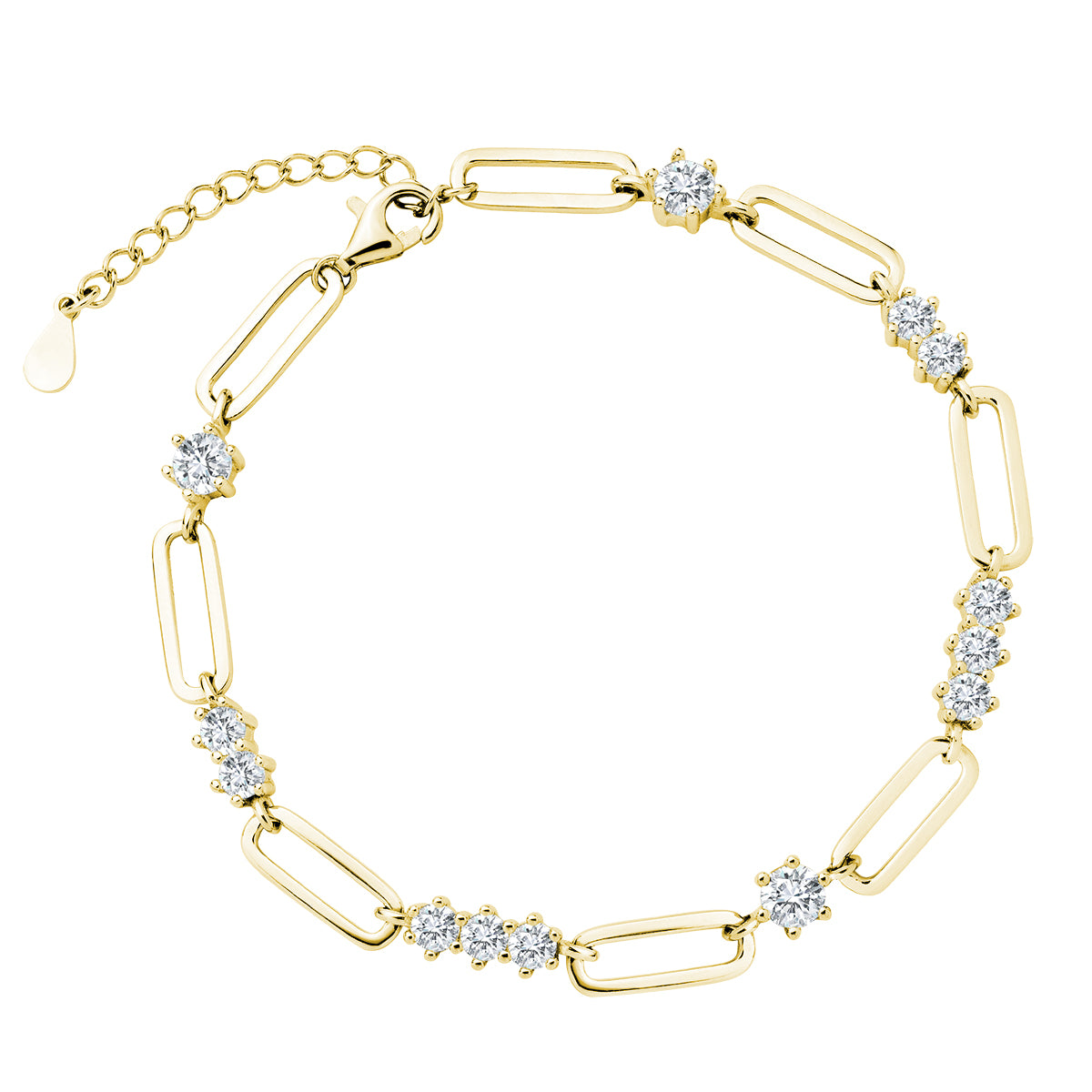 Gold-plated, Silver Bracelet - Chain Links And White Zirconias Z1992BG_W