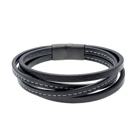 Stainless Steel Bracelet With Leather Straps Z2100B