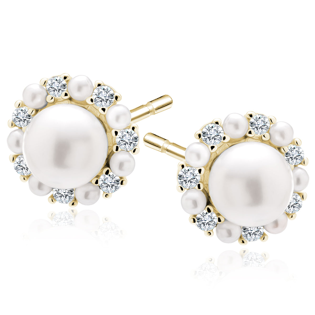 Gold-plated, Silver Earrings With Pearls And White Zirconias Z2109EG_W