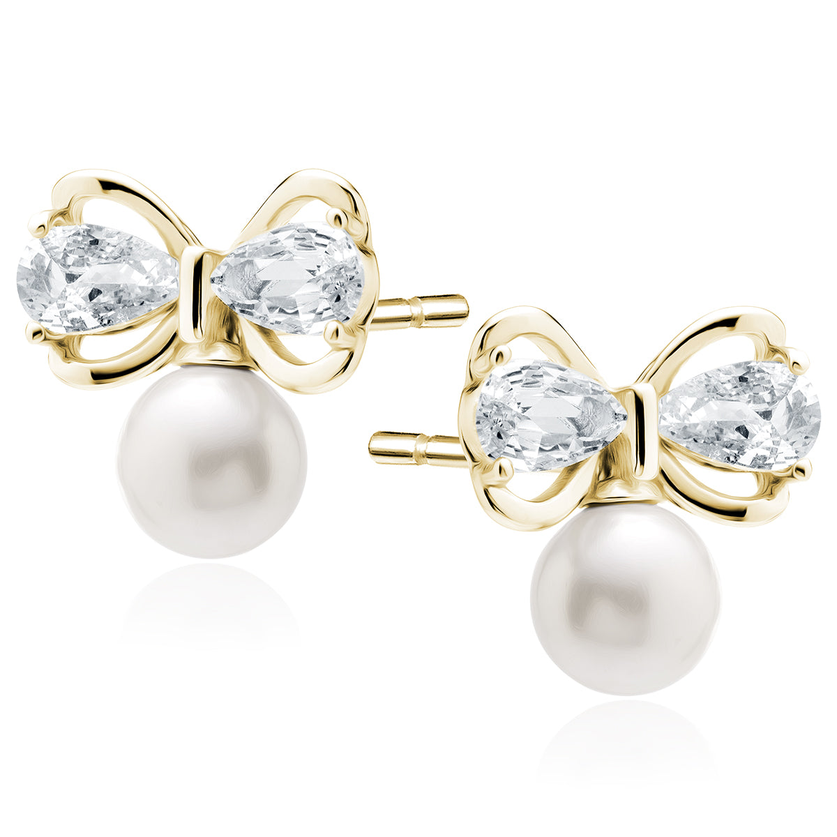 Gold-plated, Silver Earrings With Pearls And White Zirconias Z2124EG_W