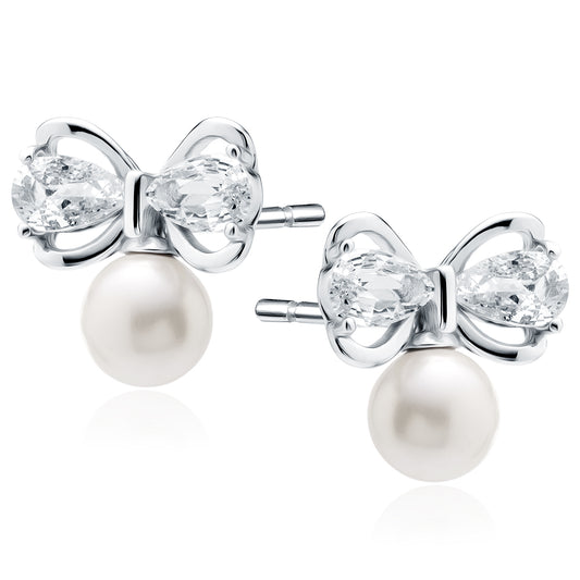 Silver Earrings With Pearls And White Zirconias Z2124ER_W